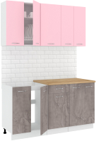 Готовая кухня Кортекс-мебель Корнелия Лира-лайт 1.5м (розовый/оникс/дуб бунратти) - 