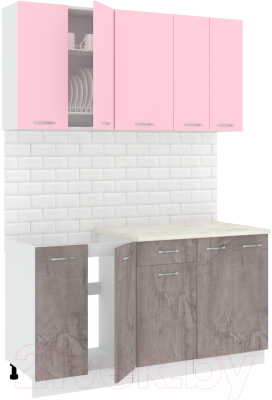 Готовая кухня Кортекс-мебель Корнелия Лира-лайт 1.5м (розовый/оникс/королевский опал)