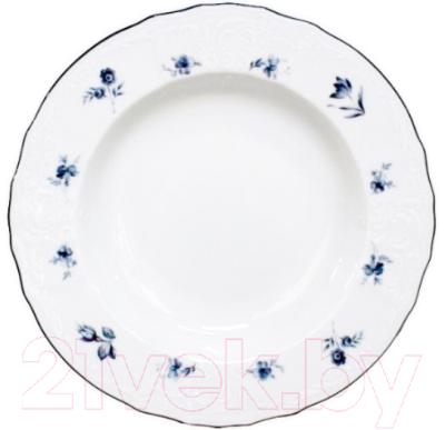 Тарелка закусочная (десертная) Thun 1794 Bernadotte Синие мелкие цветы / БЕР0127 (19см)