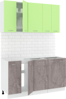Кухонный гарнитур Кортекс-мебель Корнелия Лира-лайт 1.5м без столешницы (зеленый/оникс) - 
