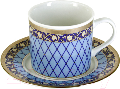 Чашка с блюдцем Thun 1794 Cairo Сетка на синем / КАР0016