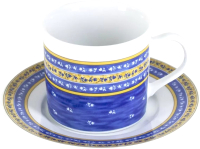 Чашка с блюдцем Thun 1794 Cairo Сине-желтые полоски / КАР0027 - 