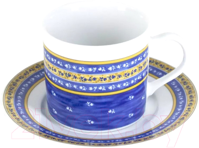 Чашка с блюдцем Thun 1794 Cairo Сине-желтые полоски / КАР0027