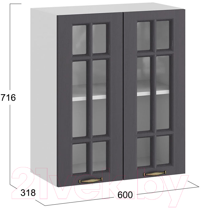 Шкаф навесной для кухни ТриЯ Лина 1В6С (белый/графит) — фото 3