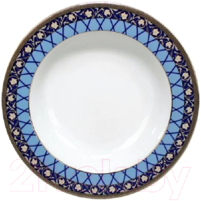 Тарелка столовая глубокая Thun 1794 Cairo Сетка на синем / КАР0017 (22см)
