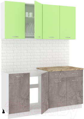 Готовая кухня Кортекс-мебель Корнелия Лира-лайт 1.6м (зеленый/оникс/мадрид)