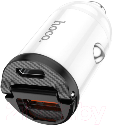 Зарядное устройство автомобильное Hoco NZ2 +кабель Type-C to Type-C (белый)