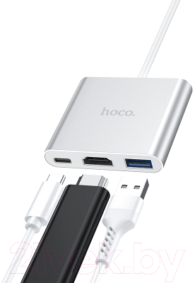 USB-хаб Hoco HB14 (серебристый)