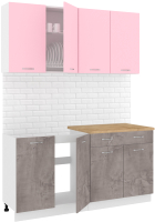 Готовая кухня Кортекс-мебель Корнелия Лира-лайт 1.6м (розовый/оникс/дуб бунратти) - 