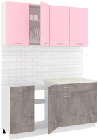 Кухонный гарнитур Кортекс-мебель Корнелия Лира-лайт 1.6м (розовый/оникс/королевский опал) - 