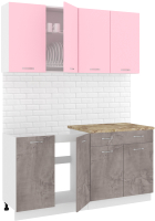 Кухонный гарнитур Кортекс-мебель Корнелия Лира-лайт 1.6м (розовый/оникс/мадрид) - 