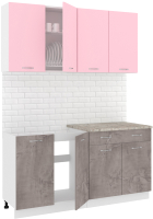Кухонный гарнитур Кортекс-мебель Корнелия Лира-лайт 1.6м  (розовый/оникс/марсель) - 