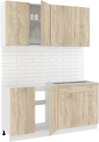 Кухонный гарнитур Кортекс-мебель Корнелия Лира-лайт 1.6м без столешницы (дуб сонома) - 