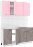 Готовая кухня Кортекс-мебель Корнелия Лира-лайт 1.6м без столешницы (розовый/оникс) - 