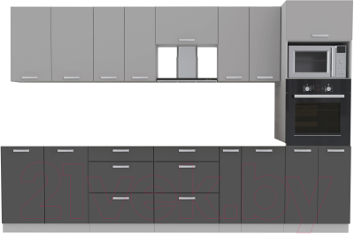 Готовая кухня Интерлиния Мила Лайт 3.2 ВТ без столешницы  (серебристый/антрацит)