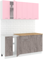 Кухонный гарнитур Кортекс-мебель Корнелия Лира-лайт 1.7м (розовый/оникс/дуб бунратти) - 