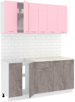 Кухонный гарнитур Кортекс-мебель Корнелия Лира-лайт 1.7м (розовый/оникс/королевский опал) - 