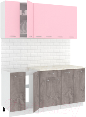 Готовая кухня Кортекс-мебель Корнелия Лира-лайт 1.7м (розовый/оникс/королевский опал)