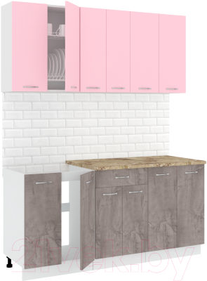 Готовая кухня Кортекс-мебель Корнелия Лира-лайт 1.7м (розовый/оникс/мадрид)