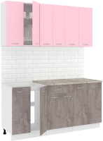 Кухонный гарнитур Кортекс-мебель Корнелия Лира-лайт 1.7м  (розовый/оникс/марсель) - 