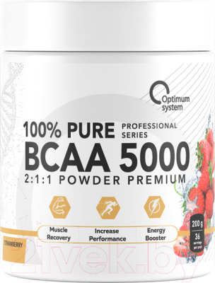 Аминокислоты BCAA Optimum System 5000 Powder (200г, клубника)