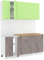 Готовая кухня Кортекс-мебель Корнелия Лира-лайт 1.7м (зеленый/оникс/дуб бунратти) - 