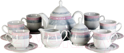 Набор для чая/кофе Thun 1794 Яна Серый мрамор с розовым кантом / ЯНА0013