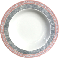 Тарелка столовая глубокая Thun 1794 Яна Серый мрамор с розовым кантом / ЯНА0001 (22см) - 
