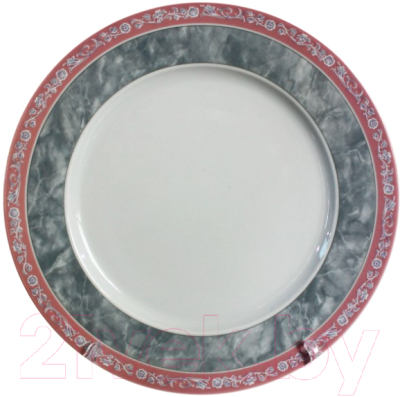 Тарелка закусочная (десертная) Thun 1794 Яна Серый мрамор с розовым кантом / ЯНА0004 (19см)