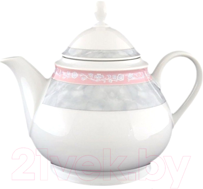 Заварочный чайник Thun 1794 Яна С крышкой Серый мрамор с розовым кантом / ЯНА0017 (1.2л)