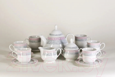 Набор для чая/кофе Thun 1794 Яна Серый мрамор с розовым кантом / ЯНА0014