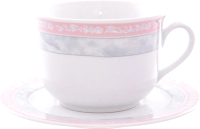 Чашка с блюдцем Thun 1794 Яна Серый мрамор с розовым кантом / ЯНА0020 - 