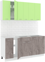 Кухонный гарнитур Кортекс-мебель Корнелия Лира-лайт 1.7м без столешницы (зеленый/оникс) - 