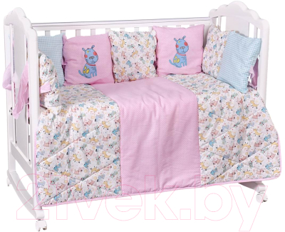 Комплект постельный для малышей Polini Kids Собачки 5 (120x60, розовый)