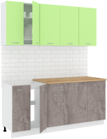 Кухонный гарнитур Кортекс-мебель Корнелия Лира-лайт 1.8м (зеленый/оникс/дуб бунратти) - 