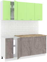 Кухонный гарнитур Кортекс-мебель Корнелия Лира-лайт 1.8м (зеленый/оникс/мадрид) - 