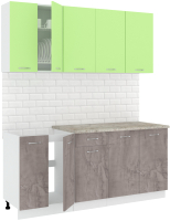 Кухонный гарнитур Кортекс-мебель Корнелия Лира-лайт 1.8м (зеленый/оникс/марсель) - 