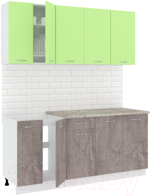 Готовая кухня Кортекс-мебель Корнелия Лира-лайт 1.8м (зеленый/оникс/марсель)