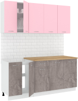 Кухонный гарнитур Кортекс-мебель Корнелия Лира-лайт 1.8м (розовый/оникс/дуб бунратти) - 