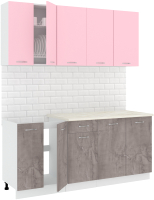 Готовая кухня Кортекс-мебель Корнелия Лира-лайт 1.8м (розовый/оникс/королевский опал) - 