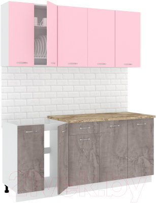 Кухонный гарнитур Кортекс-мебель Корнелия Лира-лайт 1.8м (розовый/оникс/мадрид)
