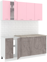 Кухонный гарнитур Кортекс-мебель Корнелия Лира-лайт 1.8м (розовый/оникс/марсель) - 