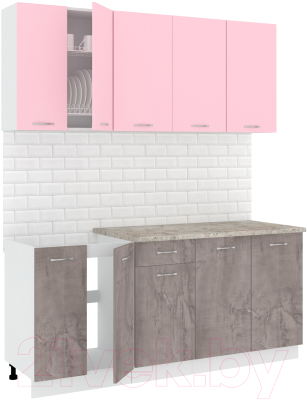 Готовая кухня Кортекс-мебель Корнелия Лира-лайт 1.8м (розовый/оникс/марсель)