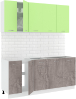 Кухонный гарнитур Кортекс-мебель Корнелия Лира-лайт 1.8м без столешницы (зеленый/оникс) - 