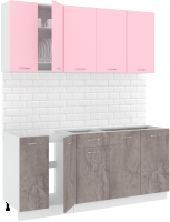 Кухонный гарнитур Кортекс-мебель Корнелия Лира-лайт 1.8м без столешницы (розовый/оникс) - 