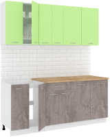 Готовая кухня Кортекс-мебель Корнелия Лира-лайт 1.9м (зеленый/оникс/дуб бунратти) - 