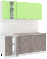 Кухонный гарнитур Кортекс-мебель Корнелия Лира-лайт 1.9м (зеленый/оникс/марсель) - 