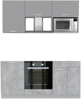 Кухонный гарнитур Интерлиния Мила Лайт 1.7 ВТ без столешницы (серебристый/бетон) - 