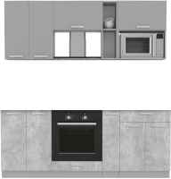 Кухонный гарнитур Интерлиния Мила Лайт 2.0 ВТ без столешницы (серебристый/бетон) - 