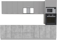 Кухонный гарнитур Интерлиния Мила Лайт 3.0 ВТ без столешницы (серебристый/бетон) - 